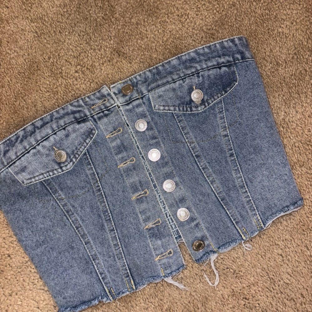 Denim Corset Top with Button Details